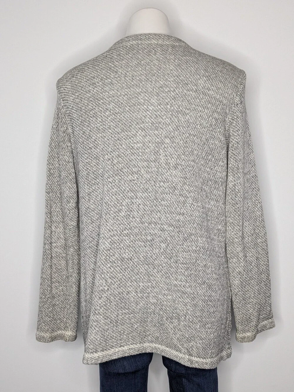 Eileen Fisher Grey Organic Cotton Long Sleeve Zip Up Sweater Cardigan Jacket M